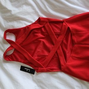 Lulus Red Criss-Cross Back Bodycon Dress